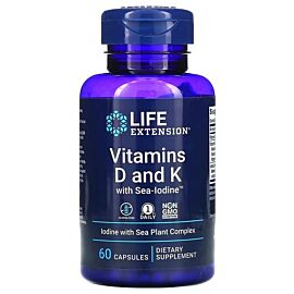 Life Extension Vitamins D and K with Sea-Iodine 60 капсул