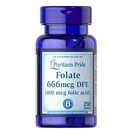 Puritan's Pride Folate 666 mcg DFE (Folic Acid 400 mcg) 250 таблеток
