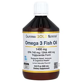 California Gold Nutrition Norwegian Extra Strength Omega 3 Fish Oil Lemon 500 ml, Лимон