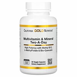 California Gold Nutrition Two-A-Day Multivitamin and Mineral 60 вегетарінських капсул