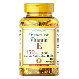 (Подерта етикетка) Puritan's Pride Vitamin E 450 mg 100 рідких капсул