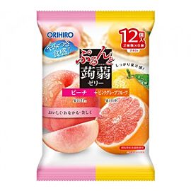Orihiro Purun and Konjac Jelly Персик + рожевий грейпфрут натуральні соки в желе з Конняку, 12 пакетиків х 20г