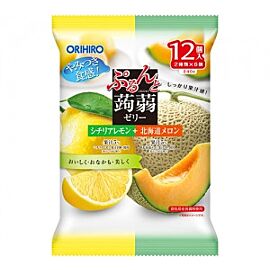 Orihiro Purun and Konjac Jelly Сицилійський лимон + диня Хоккайдо натуральні соки в желе з Конняку, 12 пак по 20 г