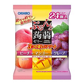 Orihiro Purun and Konjac Jelly Виноград, персик, манго, натуральні соки в желе з Конняку, 24 пакетики по 20 г