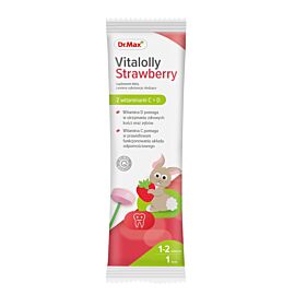 Dr.Max Vitalolly Strawberry Льодяник на паличці з ксилітом, вітамінами C і D полуничний смак ,1 шт.