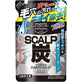 KOSE Men's Softymo Rinse-in Scalp Shampoo Чоловічий шампунь з деревним вугіллям, запаска, 400 мл