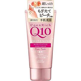 Kose Cosmeport CoenRich Q10 Whitening Medicated Deep Moisture Cream Fresh Peach Крем для рук з ніацинамідом, 80 г