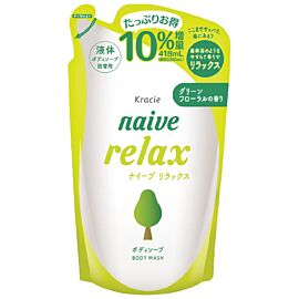 Kracie Naive Relax Гель для душу розслаблюючий з теаніном, змінний блок, 418 мл