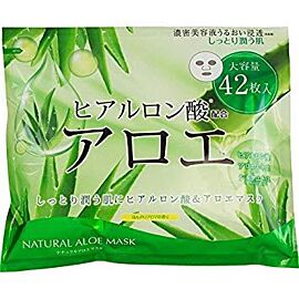 Japan Gals Тканинна маска для обличчя з екстрактом алое і гіалуроновою кислотою, 42 шт