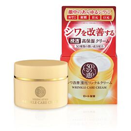 Rohto 50 no Megumi Medicated Wrinkle Cream Vital Rose крем проти зморшок із колагеном і ніацинамідом, 90 г
