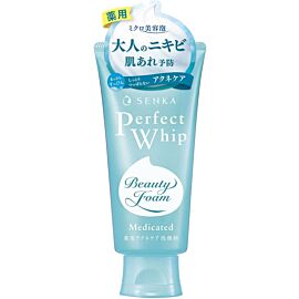 Shiseido Senka Perfect Whip Medicated Acne Care пінка для вмивання від акне, з шовком, гіалуроновою кислотою, 120 г