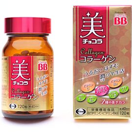 Eisai Chocola BB Пептид Колагену, вітамін C, B1, B2, B3, B6, для краси та здоров'я шкіри, 120 драже. До 04/2026