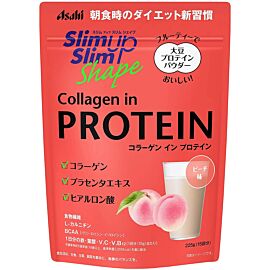 Asahi Slim Up Slim Shape протеїновий коктейль з колагеном, плацентою, гіалуроновою кислотою, BCAA, персик, 225 г