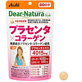 Asahi Dear Natura екстракт плаценти 4015 мг, пептид колагену 1000 мг гіалуронова кислота, 180 таб на 60 днів
