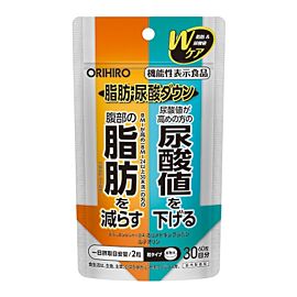 Orihiro Fat/Uric Acid Down Комплекс для зменшення жиру та рівня сечової кислоти, 60 таблеток на 30 днів. До 05/2026