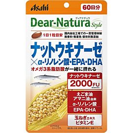 Asahi Dear Natura Наттокіназа 2000FU + DHA EPA+ α-ліноленова + кверцетин, 60 капс на 60 днів