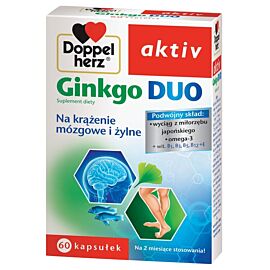 Екстракт Гінкго Білоба, Omega-3, вітаміни, Doppelherz Aktiv, Ginkgo Duo, 60 капсул