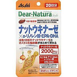 Asahi Dear Natura Наттокіназа 2000FU + DHA EPA + α-ліноленова + кверцетин, 20 капс на 20 днів