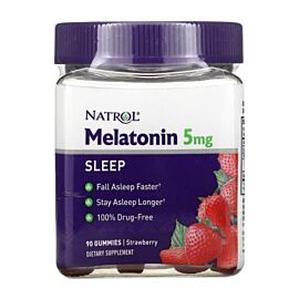 Natrol Melatonin мелатонін 5 мг, для гарного сну, смак полуниці, 90 жувальних цукерок