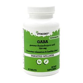 Vitacost GABA ГАМК гама аміномасляна кислота 750 мг, 90 таблеток