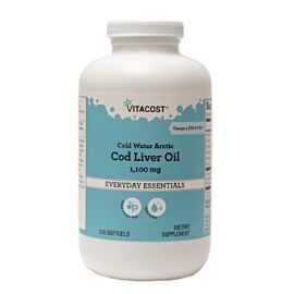 Vitacost Cold Water Arctic Cod Liver Oil жир печінки арктичної тріски 1100 мг, 250 капсул на 250 днів прийому