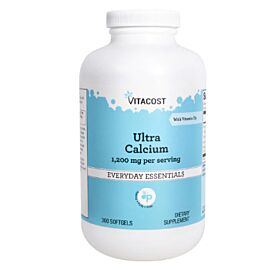 Vitacost Ultra Calcium кальцій 600 мг у формі цитрату, малату, карбонату + вітамін D, 300 желатинових капсул на 150 днів прийому
