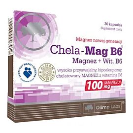 Olimp Chela-Mag B6 Дигліцинат магнію (амінокислотний хелат магнію Альбіон) 100 мг і вітамін В6, 30 капсул