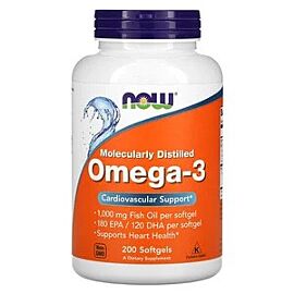 NOW OMEGA 3 Риб'ячий жир-концентрат у капсулах по 1000мг, 200 капсул
