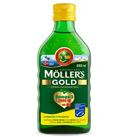 Mollers tran GOLD omega-3, норвезький риб'ячий жир, олія печінки тріски, жирні кислоти, вітаміни А, Е, D, 250 мл