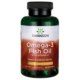 Swanson Omega-3 Риб'ячий жир Лимон + вітамін D -1000 мг, 60 капсул