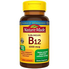 Nature Made B12 1000 мкг, ціанокобаламін, вітамін В12, вишневий смак, 50 льодяників на 50 днів прийому