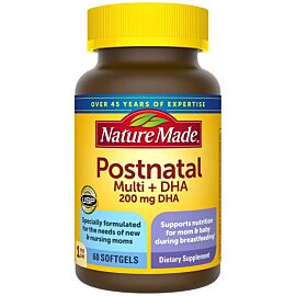 Nature Made Postnatal Multi+DHA 200 мг, мультивітаміни для мам-годувальниць, 60 капсул на 60 днів
