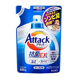 KAO Attack EX Гель для прання з потрійною силою, аромат свіжості, Refill 690 г
