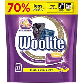 Woolite Dark Black Denim Кращий засіб для прання деніму, темних і чорних речей з керамідами, 33 капсули