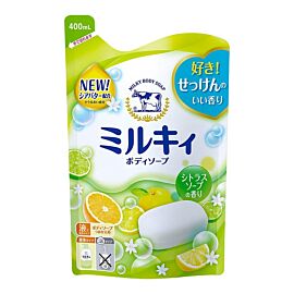 Cow Milky body Yuzu Мило для тіла з молочними ліпідами, керамідами, протеїном, цитрусовий аромат, 400 мл