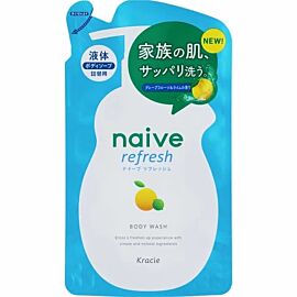 Kracie Naive Гель для душу з морською гряззю, аромат грейпфрута і лайма, змінний блок, 380 мл