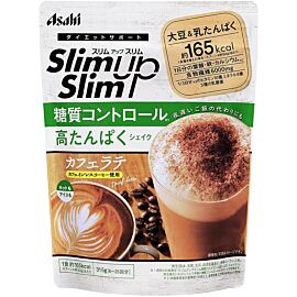 Asahi Slim Up Коктейль для схуднення з 11 вітамінами, 10 мінералами, білком, клітковиною, кава лате, 315 г