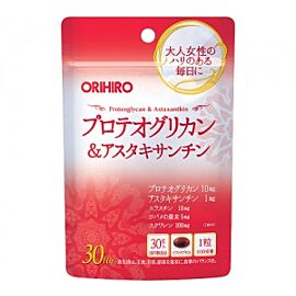 Orihiro Proteoglycan & Astaxanthin сквален, еластин, ластівчино гніздо, 30 капсул на 30 днів