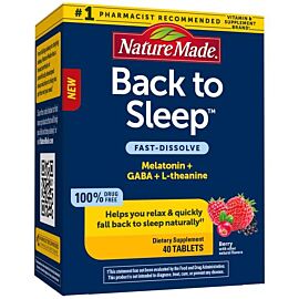 Nature Made Back to Sleep Мелатонін 1 мг, L-Theanine, GABA 40 жувальних таблеток, якщо ви хочете знову заснути