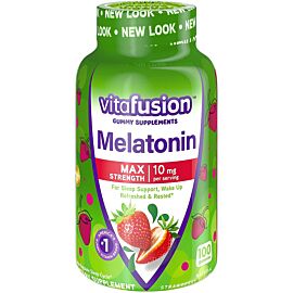 Vitafusion Melatonin Max Strength Natural Strawberry мелатонін 10 мг і екстракти, смак малина, 100 мармеладок