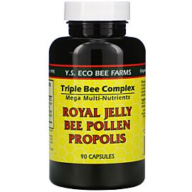 YS Eco Bee Farms Triple Bee Complex Royal Jelly Bee Pollen Propolis маточне молочко, пилок, прополіс, 90 ЖК
