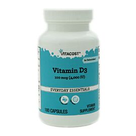 Vitacost Vitamin D3 (холекальциферол) 4000 IU 100 мкг, 100 капсул на 100 днів приймання