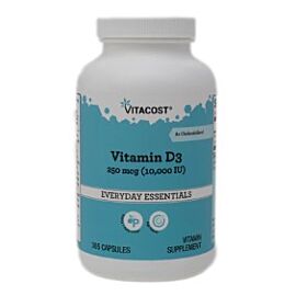 Vitacost Vitamin D3 (холекальциферол), вітамін D3 10000 МО 250 мкг, 365 капсул на 365 днів