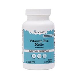 Vitacost Vitamin B12 Melts Raspberry-Peach 2000 мкг, вітамін В12, смак малина-персик, 50 таблеток на 50 днів