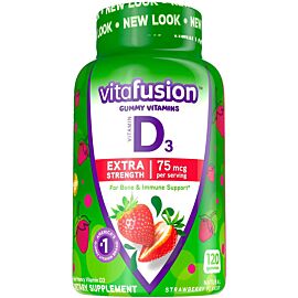 Vitafusion Extra Strength D3 1500 IU (38 мкг) у кожній желейці з полуничним смаком, 120 желейок на 60 днів