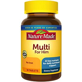 Nature Made multi for him no iron мультивітаміни для чоловіків без заліза, 90 таблеток на 90 днів