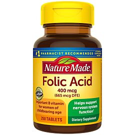 Nature Made Folic Acid фолієва кислота 400 мкг + кальцій, 250 таблеток на 250 днів