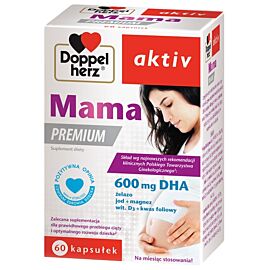 Doppelherz Aktiv, Mama Premium, Пренатальні вітаміни з DHA EPA, фолієвою кислотою, вітамінами, 60 капсул