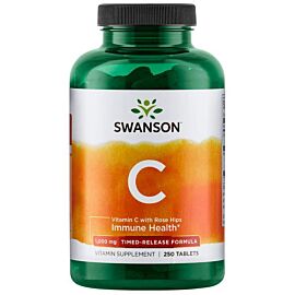 Swanson Premium вітамін С 1000 мг з екстрактом шипшини, формула уповільненого вивільнення, 250 капсул