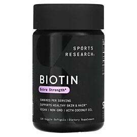 Sports Research Biotin 5,000 mcg with Coconut Oil 120 рідких капсул
